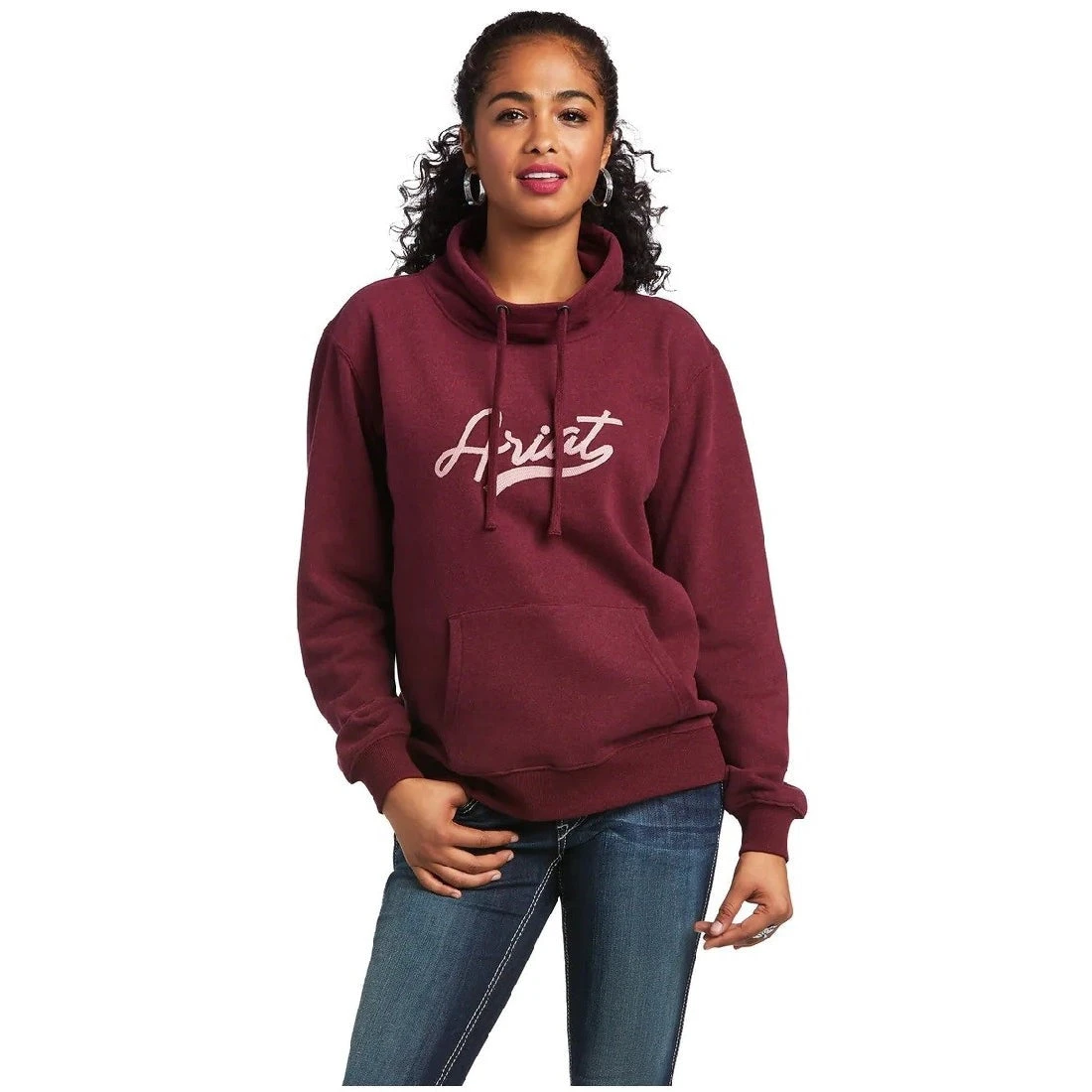 Sweatshirt Ariat Real Logo High Neck Heather Zinfandel Sp22 Ladies 3 Sweatshirt Ariat Real Logo High Neck Heather Zinfandel Sp22 Ladies