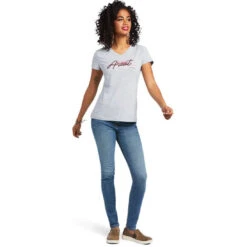 Tee Shirt Ariat Real Logo Script Classic Fit Heather Grey Sp22 Ladies -Riding Horse Apparel Shop Ariat Tee Real Logo Script Classic Fit Heather Grey Sp22 Ladies 3