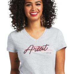 Tee Shirt Ariat Real Logo Script Classic Fit Heather Grey Sp22 Ladies -Riding Horse Apparel Shop Ariat Tee Real Logo Script Classic Fit Heather Grey Sp22 Ladies 4