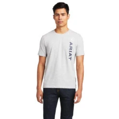 Tee Shirt Ariat Vertical Logo Heather Grey Sp22 Mens