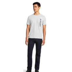 Tee Shirt Ariat Vertical Logo Heather Grey Sp22 Mens 8 Tee Shirt Ariat Vertical Logo Heather Grey Sp22 Mens -Riding Horse Apparel Shop Ariat Tee Shirt Vertical Logo Heather Grey Sp22 Mens 3