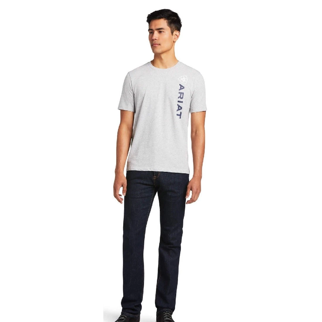 Tee Shirt Ariat Vertical Logo Heather Grey Sp22 Mens 5 Tee Shirt Ariat Vertical Logo Heather Grey Sp22 Mens - Image 3
