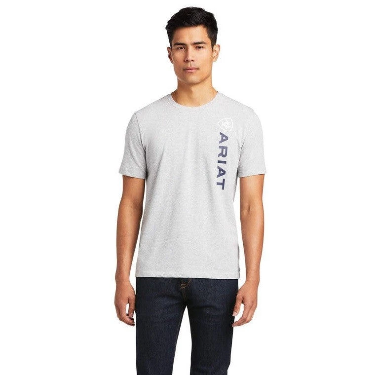 Tee Shirt Ariat Vertical Logo Heather Grey Sp22 Mens 3 Tee Shirt Ariat Vertical Logo Heather Grey Sp22 Mens
