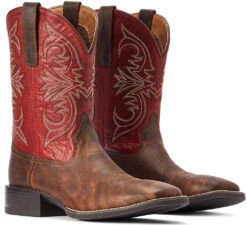 Western Boots Ariat Sport Pardner Matte Sp22 Rebel Brown & Blood Red Mens
