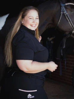 Ladies Cool Summer Riding Tops In Black- Short Sleeve -Riding Horse Apparel Shop Blackridingtopinplussize