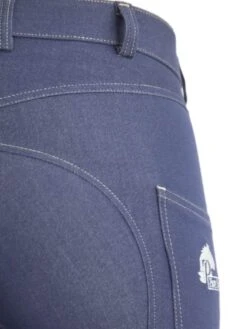 Denim Breeches With Phone Pocket And NO Silicone -Riding Horse Apparel Shop Denim jodhpurs back close up e792ea4c c954 4ce6 ac62 c9ddad7dc0da