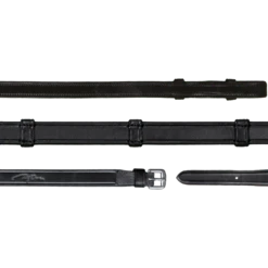 Dy'on New English - 5/8 Full Leather Double Bridle Reins With Loops - Black Full