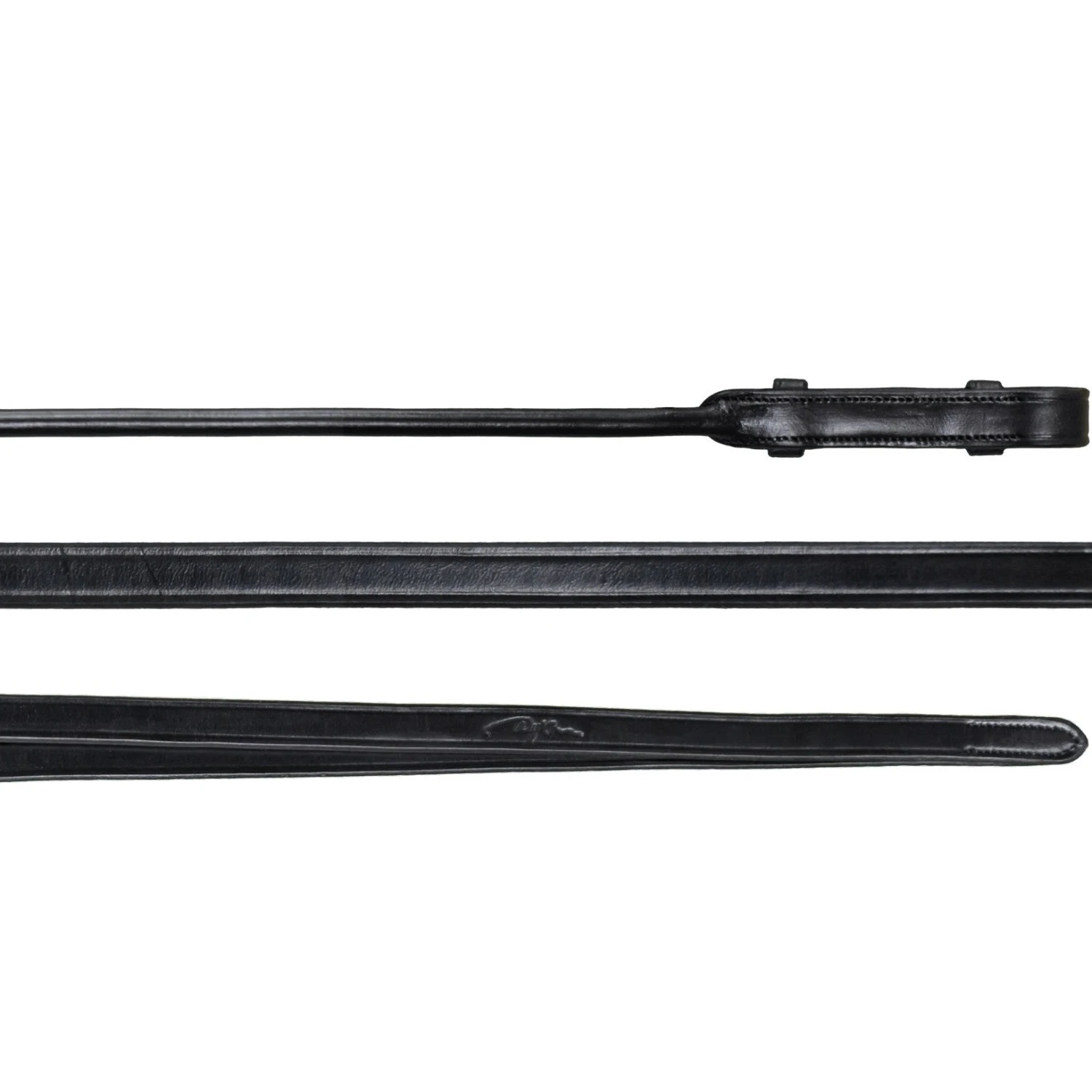 Dy'on Round Leather Collection - Double Bridle Reins - Black Full 3 Dy'on Round Leather Collection - Double Bridle Reins - Black Full