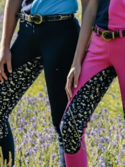 Jodhpurs Peter Williams Pull On Print Pink & Navy & Silver Childs -Riding Horse Apparel Shop Peter Williams Pull On Print Jodhpurs Pink Navy Silver Childs 3
