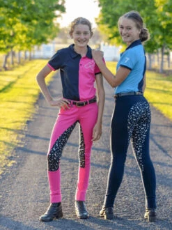 Jodhpurs Peter Williams Pull On Print Pink & Navy & Silver Childs -Riding Horse Apparel Shop Peter Williams Pull On Print Jodhpurs Pink Navy Silver Childs 4