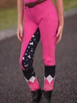 Jodhpurs Peter Williams Pull On Unicorn Printed Pink & Navy Childs -Riding Horse Apparel Shop Peter Williams Pull On Unicorn Printed Jodhpurs Pink Navy Childs 10