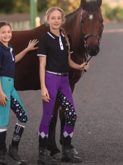 Jodhpurs Peter Williams Pull On Unicorn Printed Purple & Black Childs
