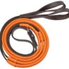 Reins Rubber Grip Pvc Loop End Epsom Brown & Orange Grips -Riding Horse Apparel Shop Pvc Epsom Race Reins Loop End Brown Orange Grips