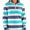 Rugby Top Wrangler Valentina Stripe Long Sleeve W22 Aqua Multi Ladies -Riding Horse Apparel Shop Wrangler Rugby Top Valentina Stripe Long Sleeve Aqua Multi Ladies