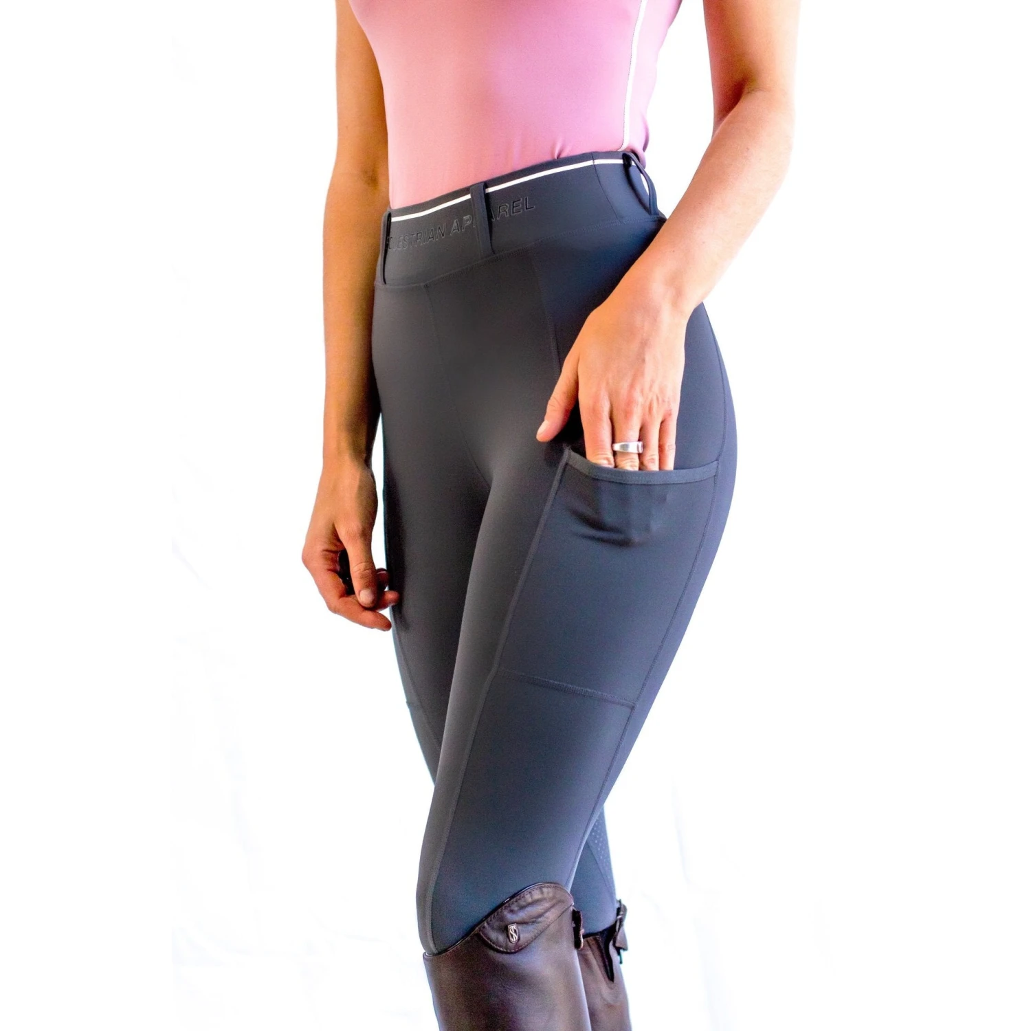 Grey HLH Equestrian Apparel Cancun Schooling Leggings 4 Grey HLH Equestrian Apparel Cancun Schooling Leggings - Image 2
