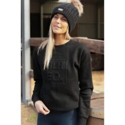 HLH Equestrian Apparel Emboss Crew Sweater In Black